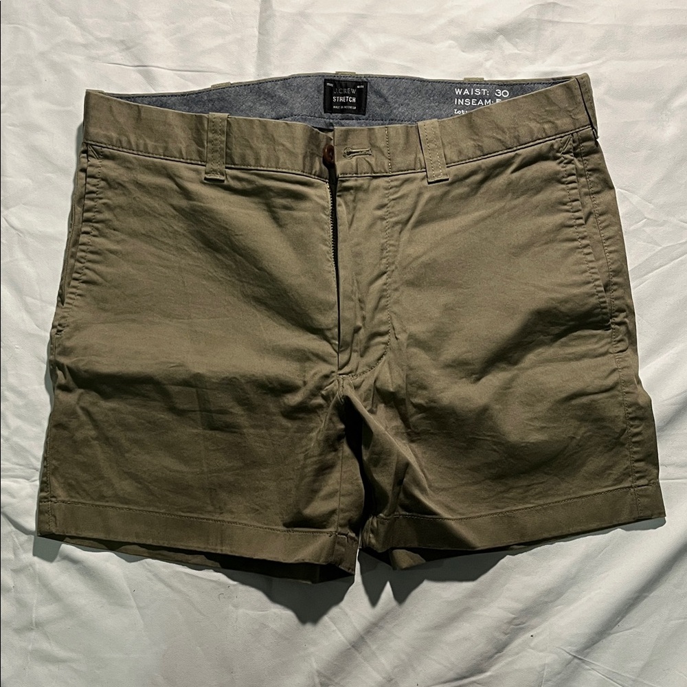 J. Crew 5in Olive Green Chino Shorts Men's Sz 30